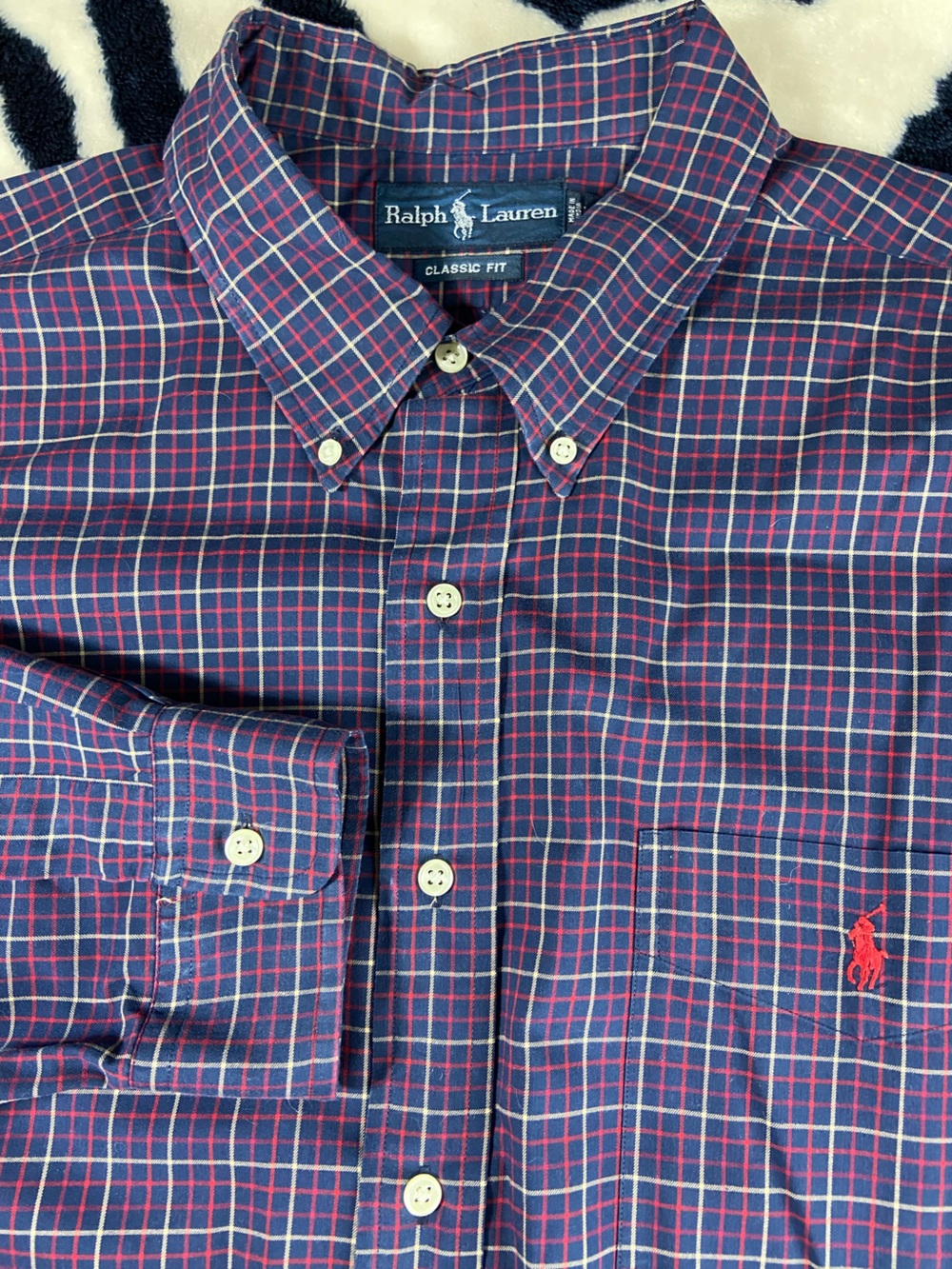 Ralph Lauren Navy Blue Long Sleeve Plaid Classic Fit Button-Down Shirt Men’s XXL